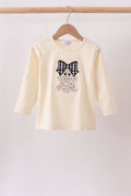Beige ghost bow embroidery top