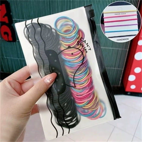 100Pcs/Set Girls Elastic Hair Bands Girls Hair Accessories 2.5Cm Colorful Rubber Band Children Ponytail Holder Kids Hair Ties