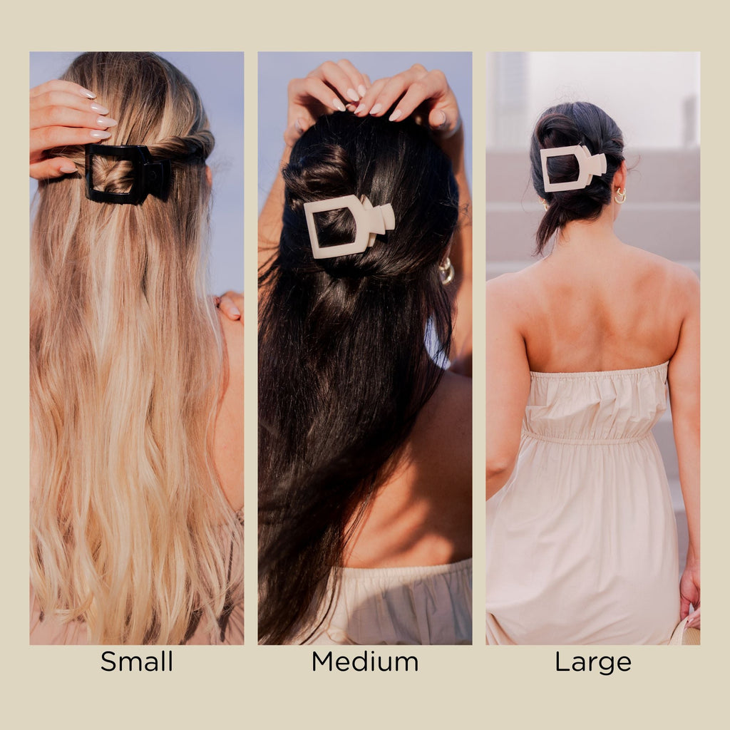 Jet Black Large Flat Square Hair Clip