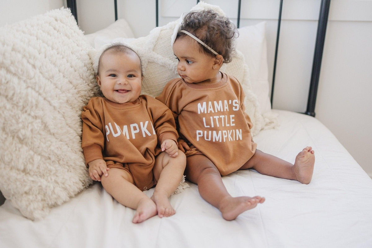 Pumpkin Sweatshirt Romper - Cream or Orange
